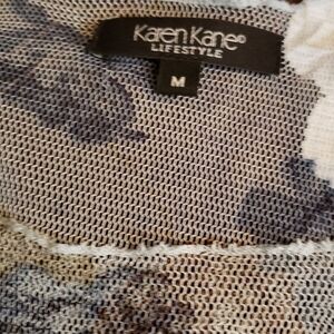 Karen Kane Mesh Top in Gray and White